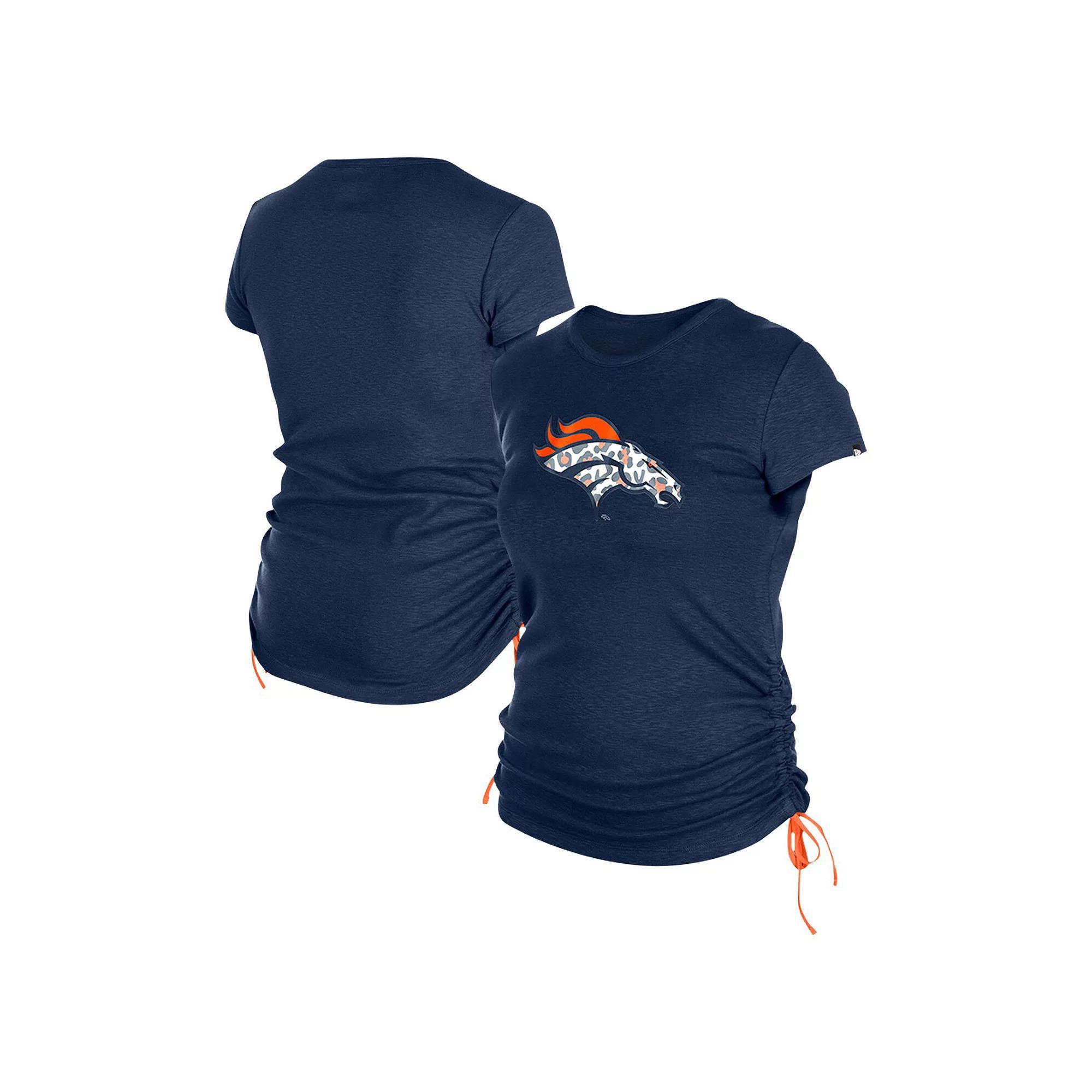 Women's New Era Navy Denver Broncos Ruched Side T-Shirt, Size: Small, Blue Product Image