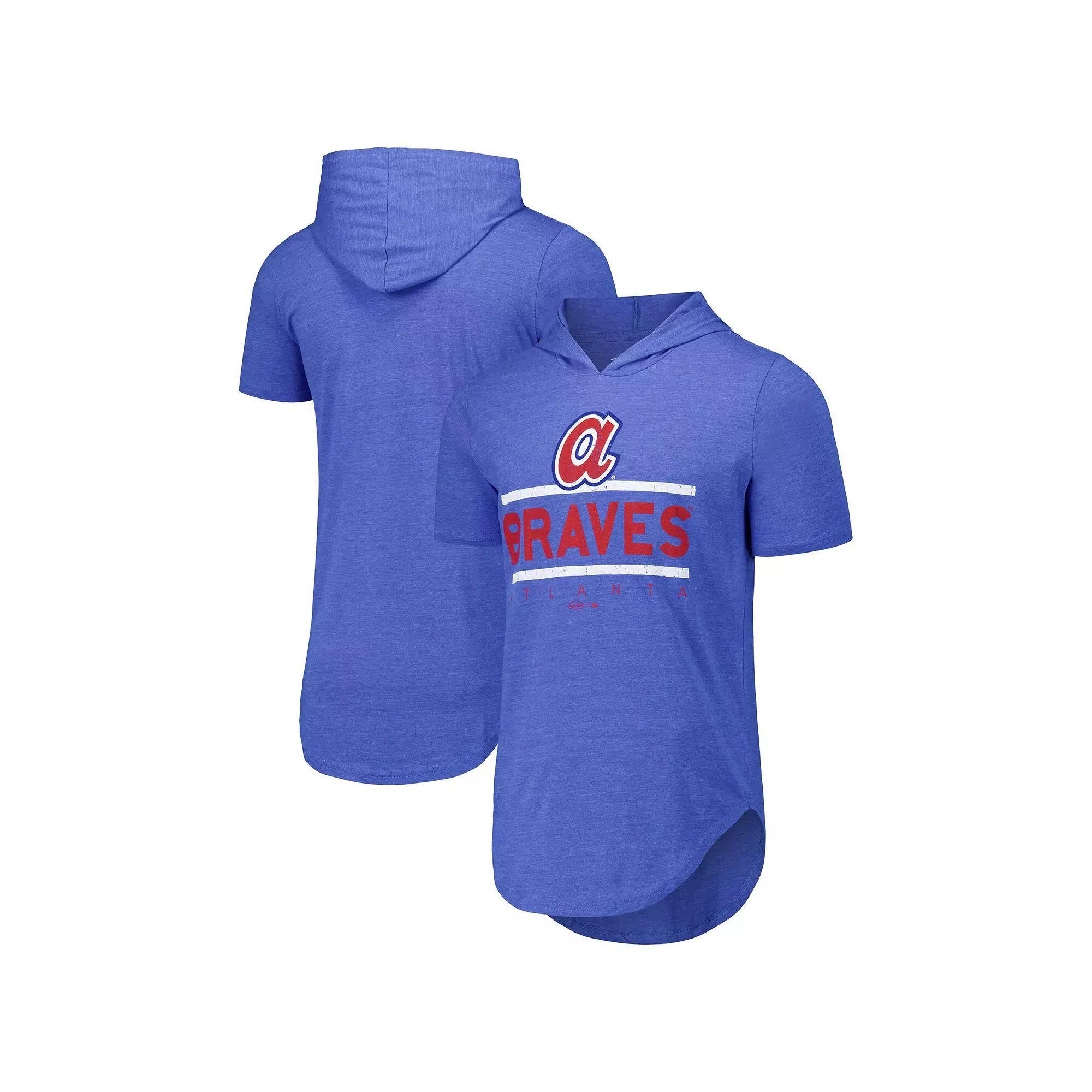 Mens Majestic Threads Royal Atlanta Braves Tri-Blend Hoodie T-Shirt Product Image