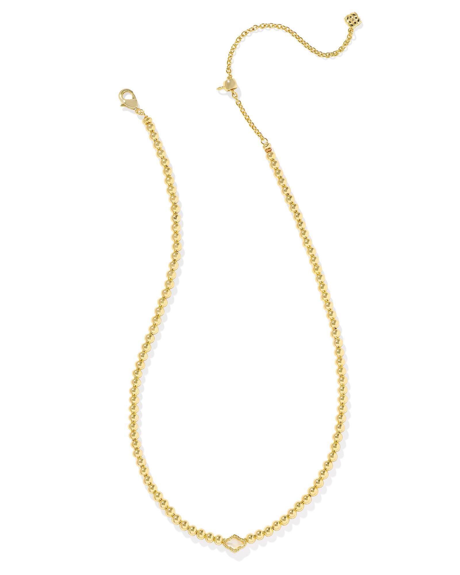 Abbie Gold Beaded Necklace in Azalea Illusion Product Image