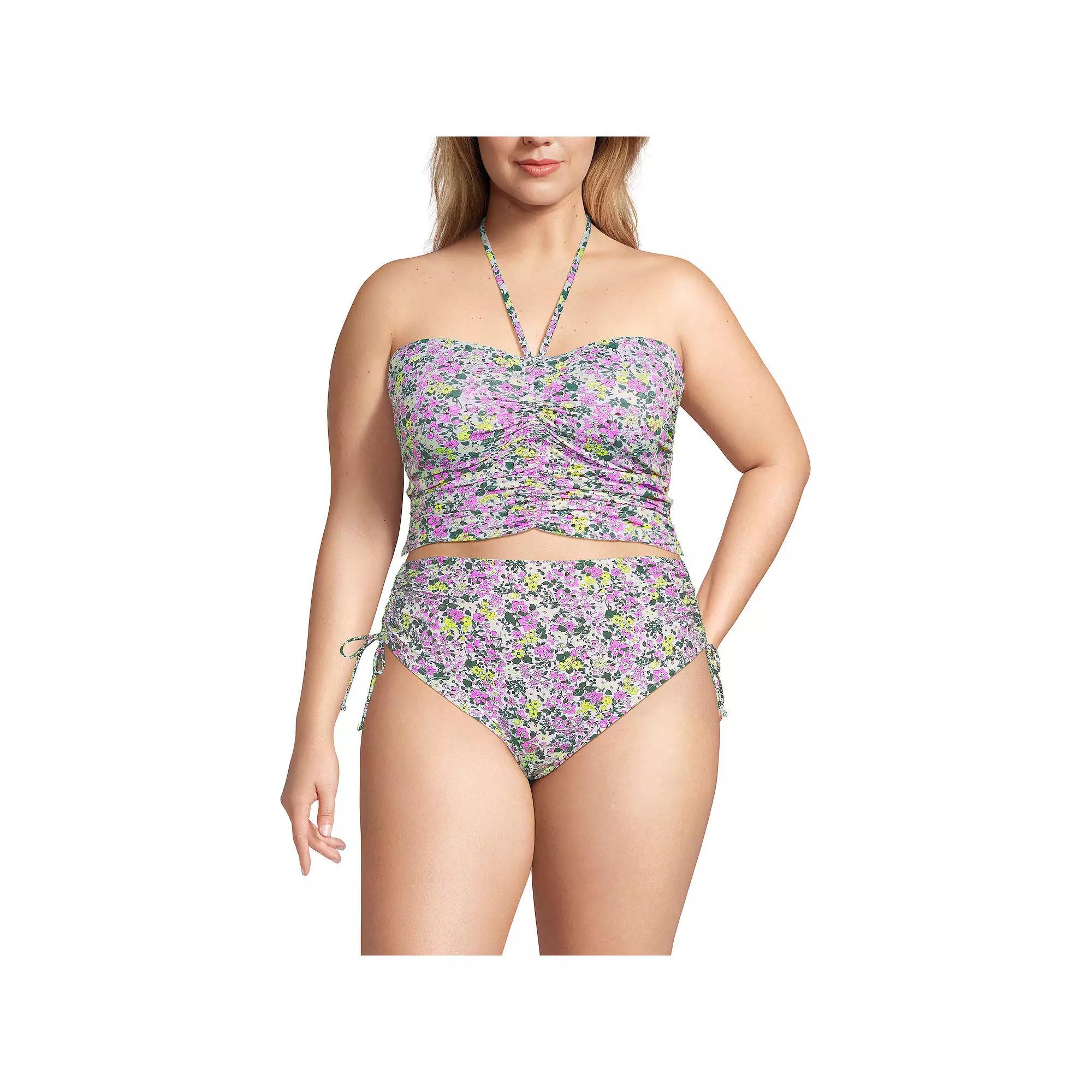 Plus Size Lands' End Size Ruched Halter Tankini Top, Women's, Size: 20 W, White Ditsy Floral Product Image