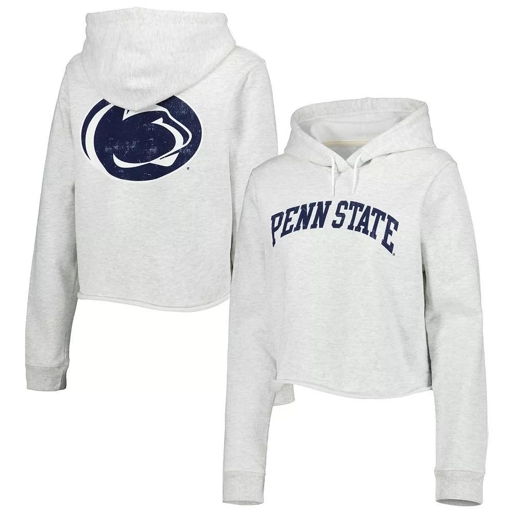 Women's League Collegiate Wear Ash Penn State Nittany Lions 2-Hit 1636 Cropped Pullover Hoodie, Size: Large, Black Product Image