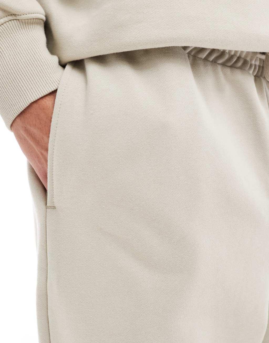 ASOS DESIGN premium heavyweight oversized sweatpants 400gsm in beige Product Image