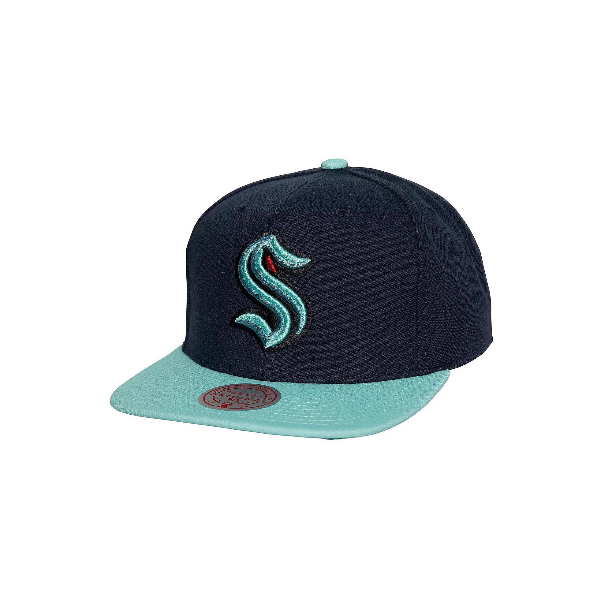 Men's Mitchell & Ness Navy Seattle Kraken Core Team Ground 2.0 Snapback Hat, Krk Blue Product Image