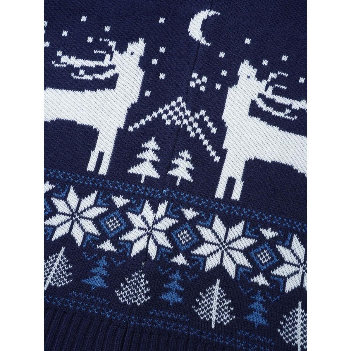 Plus Size Winter Wonderland Shawl Collar Open Cardigan Indigo Women Casual Loose Long Sleeve Everyday Cardigans BloomChic 28/5X Product Image