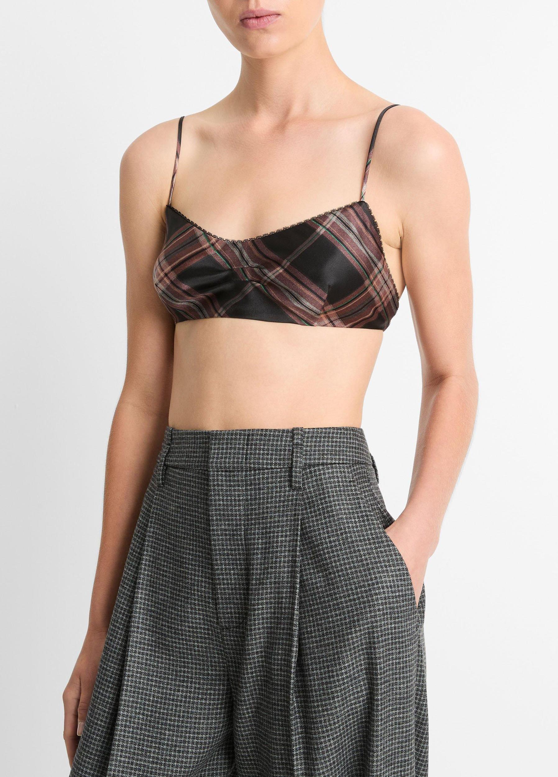 Plaid Silk Shrunken Camisole Product Image