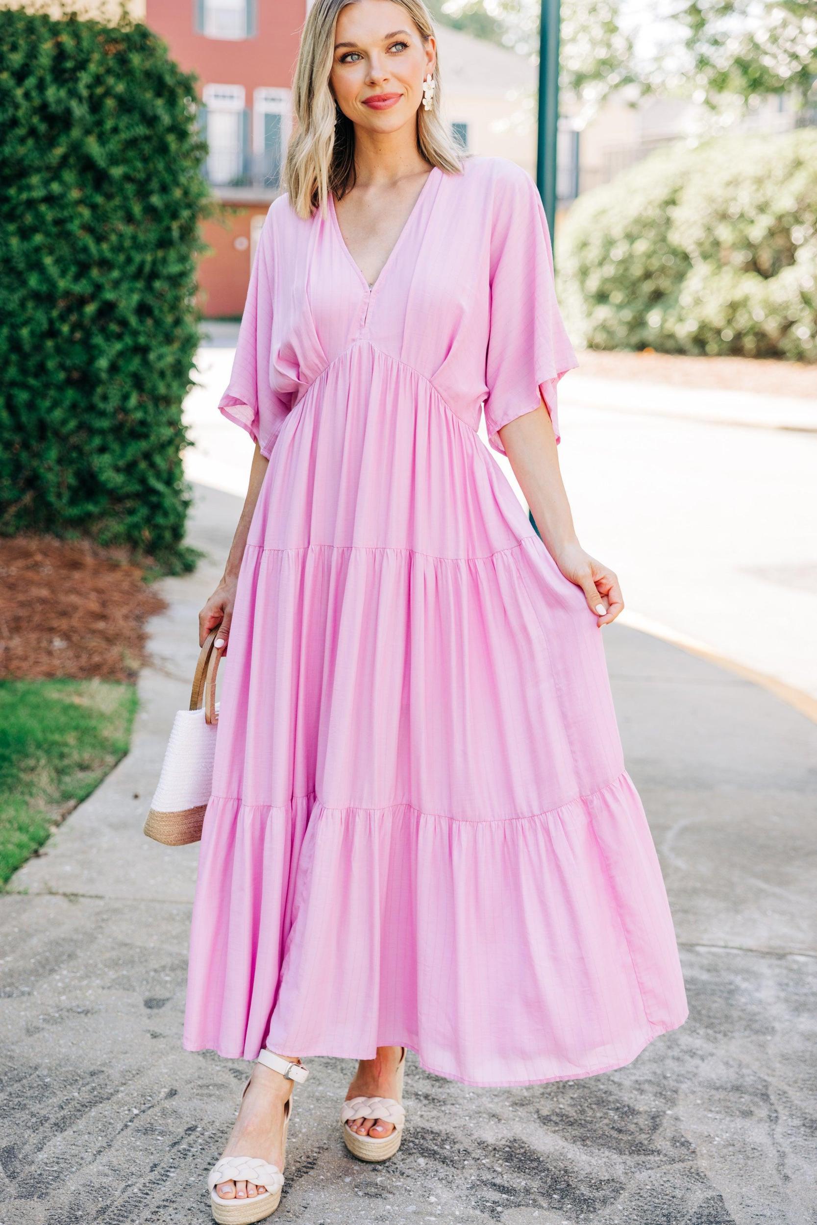 Ocean Breeze Pink Tiered Maxi Dress Female Product Image