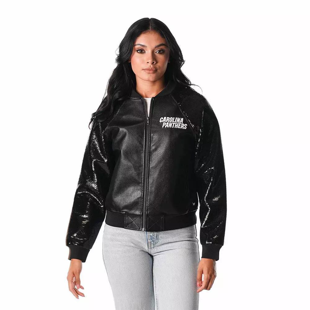 Women's The Wild Collective  Black Carolina Panthers Sequin Full-Zip Jacket, Size: XL Product Image