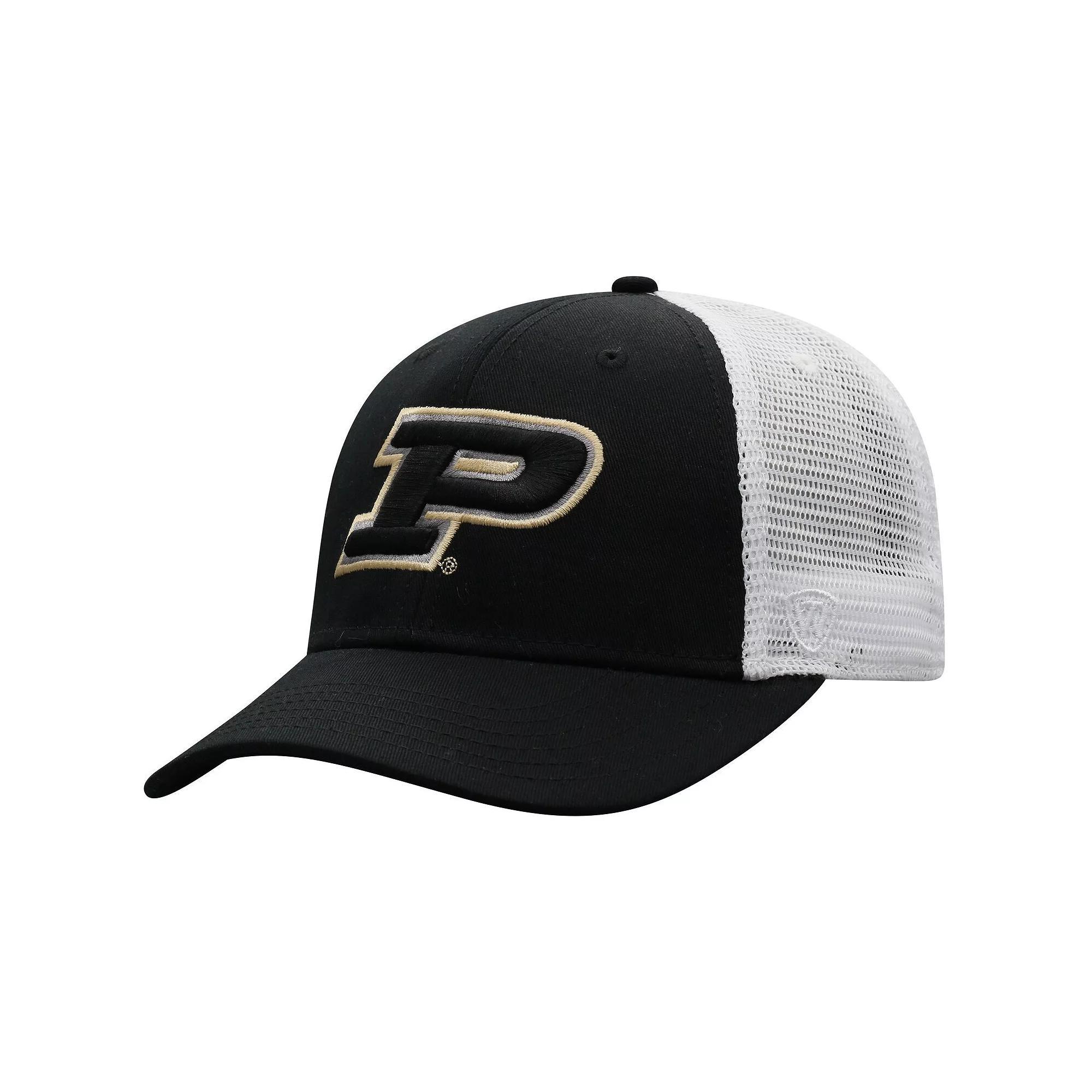 Men's Top of the World Black/White Purdue Boilermakers Trucker Snapback Hat Product Image