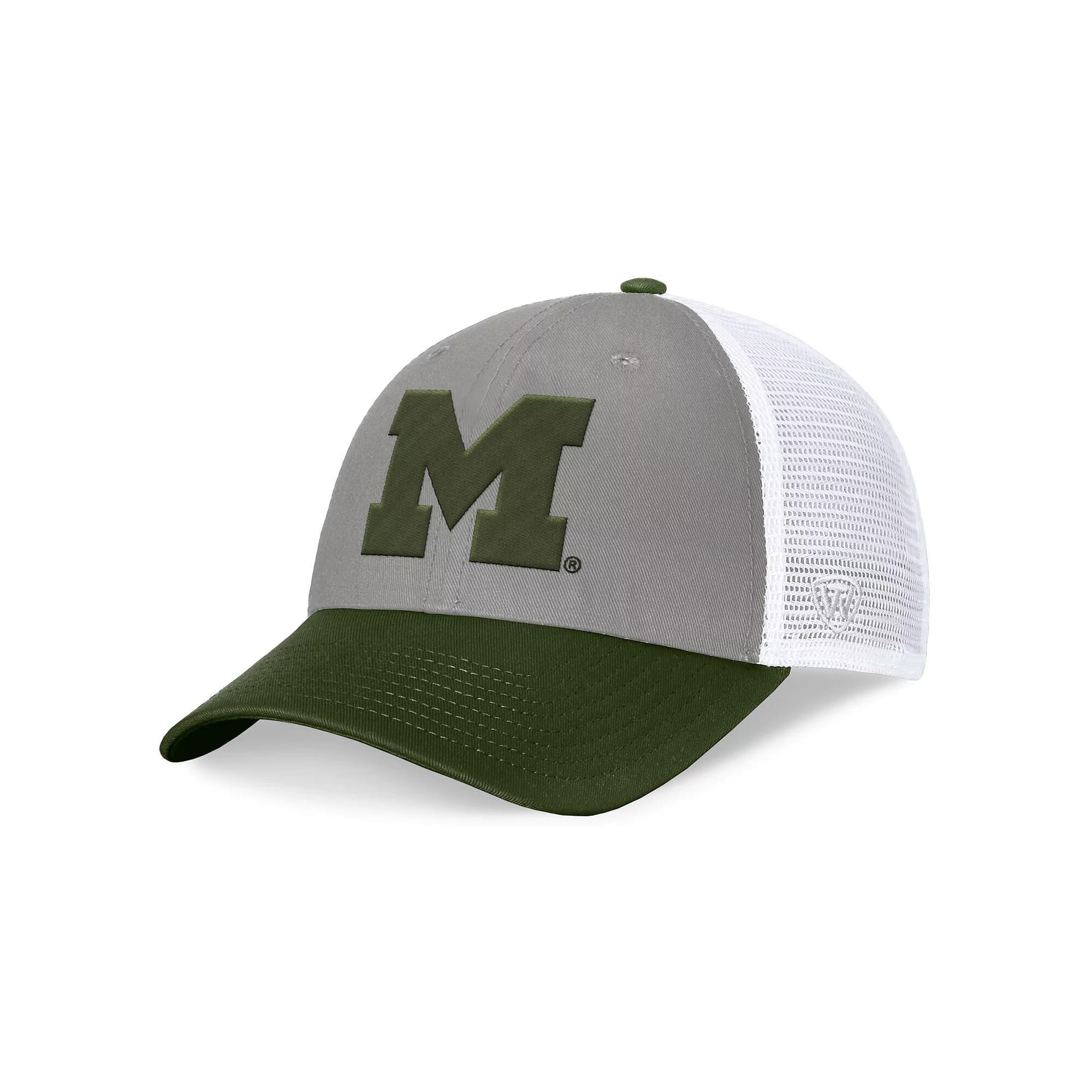 Men's Top of the World Gray/Green Maryland Terrapins OHT Military Appreciation Badge Trucker Adjustable Hat, Grey Product Image