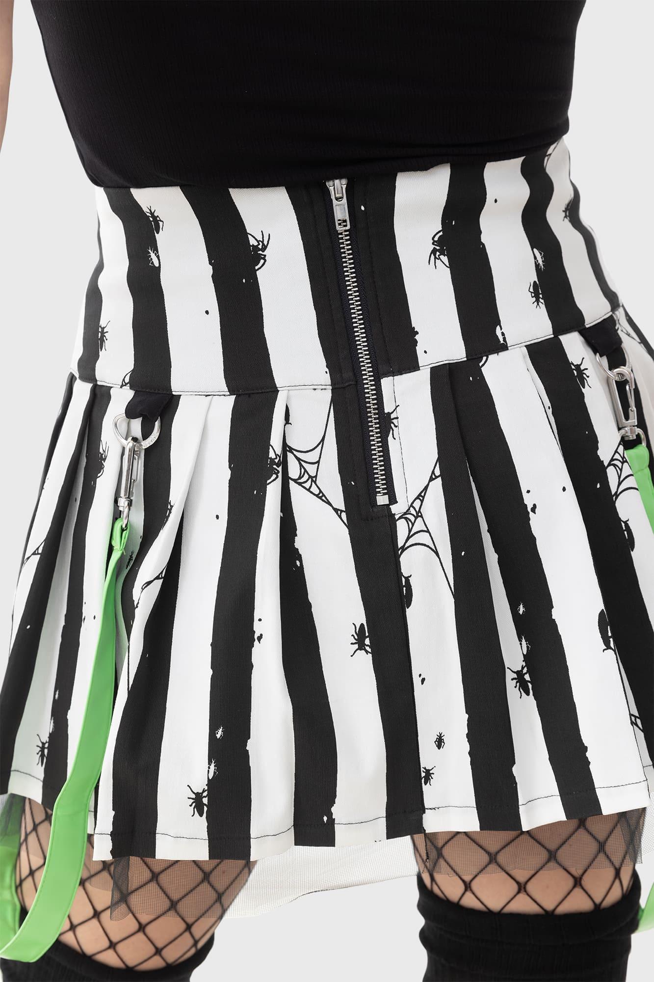 Distressed Stripe Pleated Mini-Skirt Female Product Image