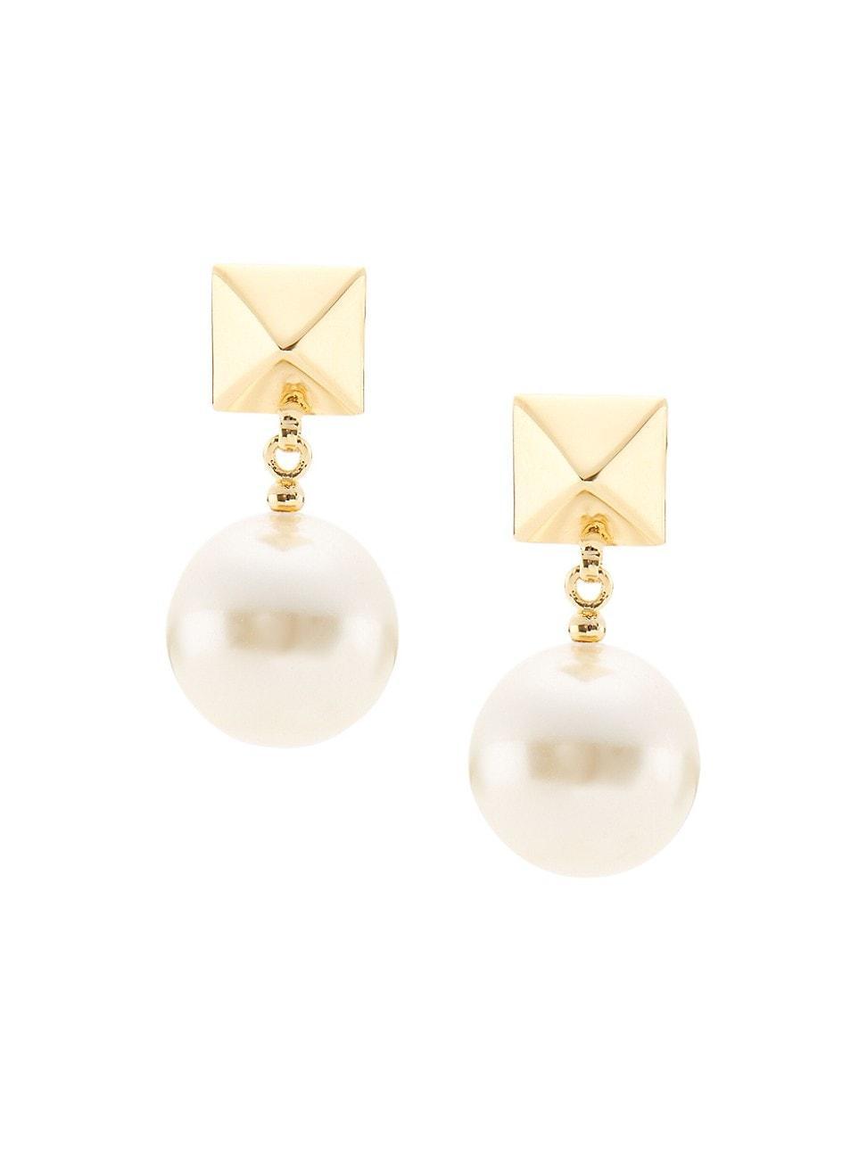 Womens Rockstud Faux Pearl Drop Earrings Product Image
