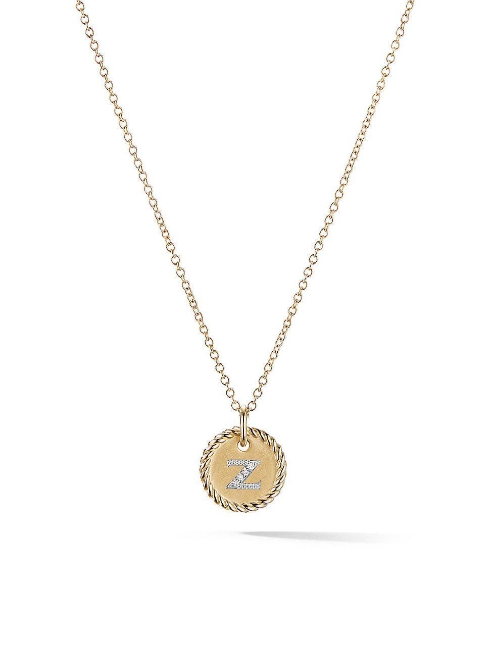David Yurman Cable Collectibles Initial Pendant with Diamonds in Gold on Chain, 16-18 Product Image
