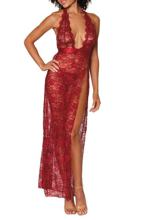 Dreamgirl Womens Lace Halter Lingerie Gown with Scalloped-Edge Trim Product Image