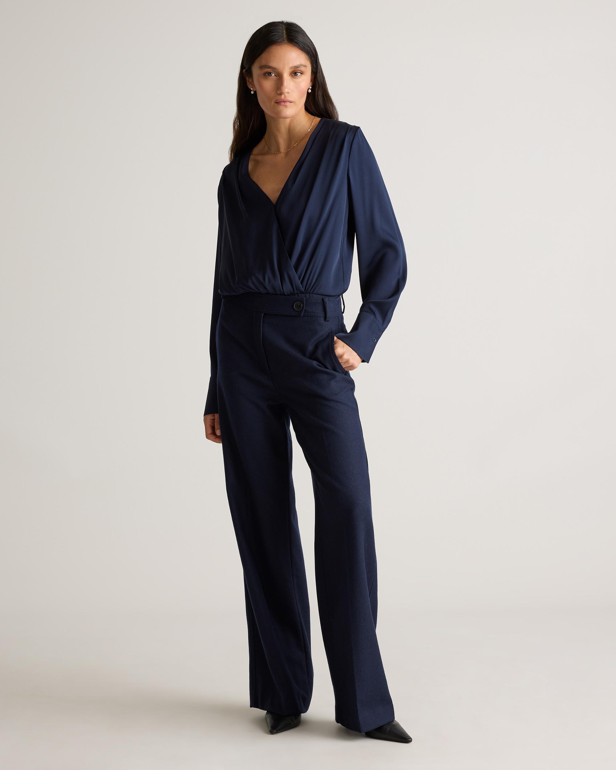 Quince | Women's Washable Stretch Silk Surplice Bodysuit Size XL Product Image