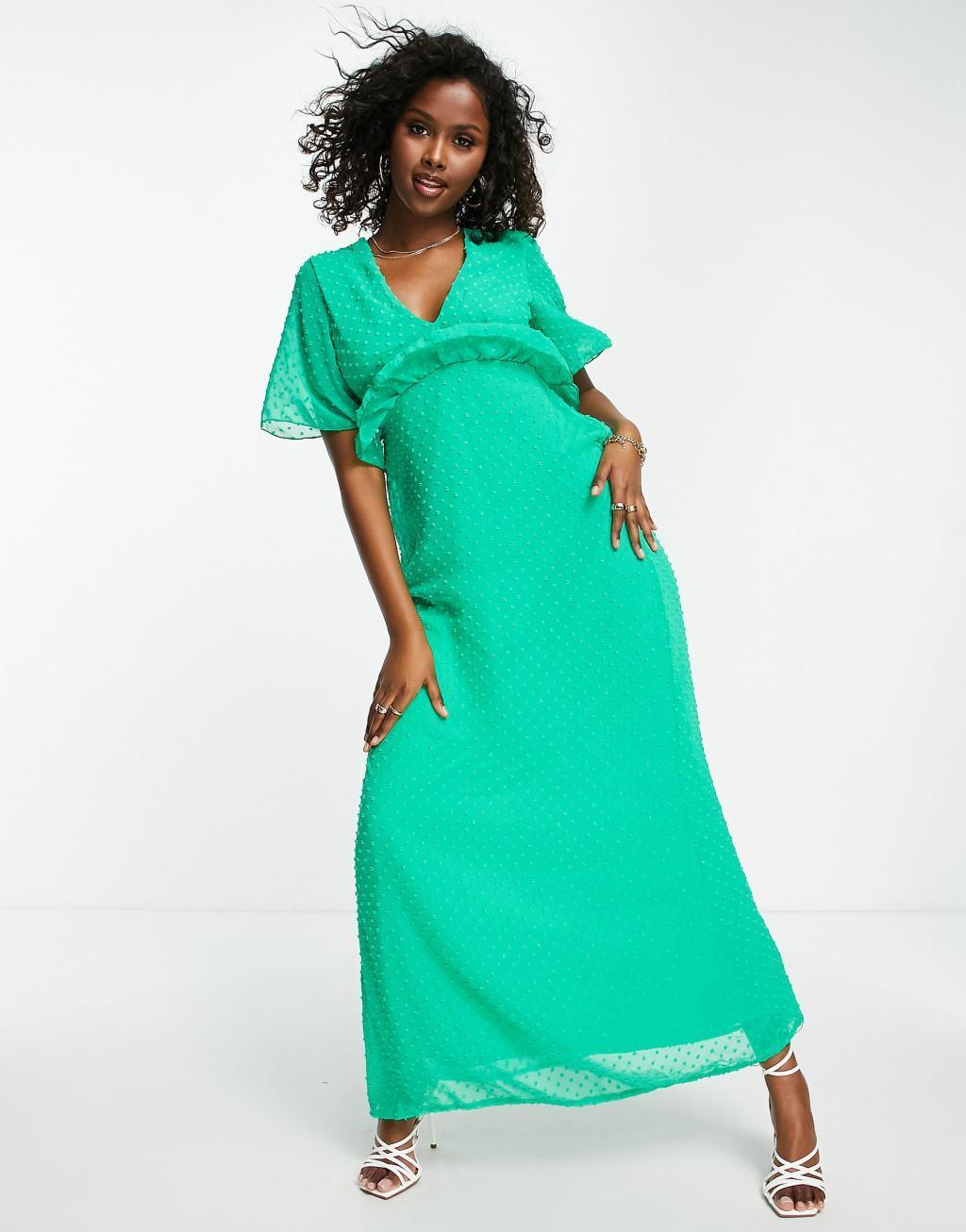 Blume Bridal chiffon maxi dress with frill detail Product Image
