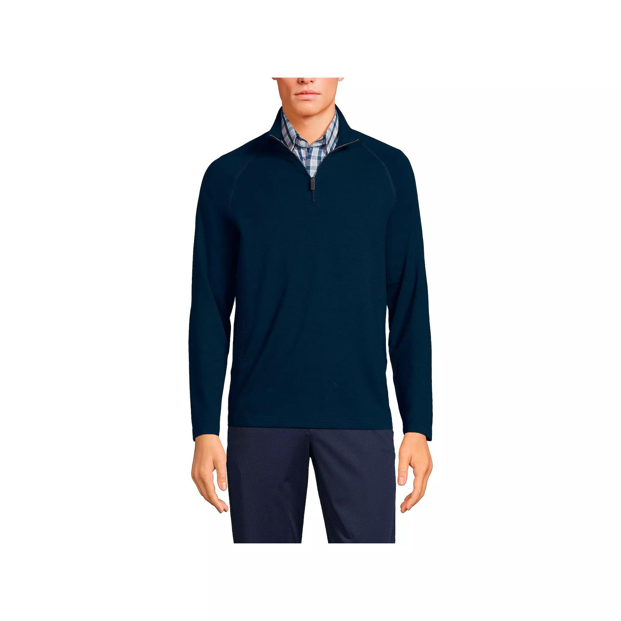 Men's Lands' End Long Sleeve Raglan French Terry Quarter Zip Sweatshirt, Size: XL, Dark Camel Grey Product Image