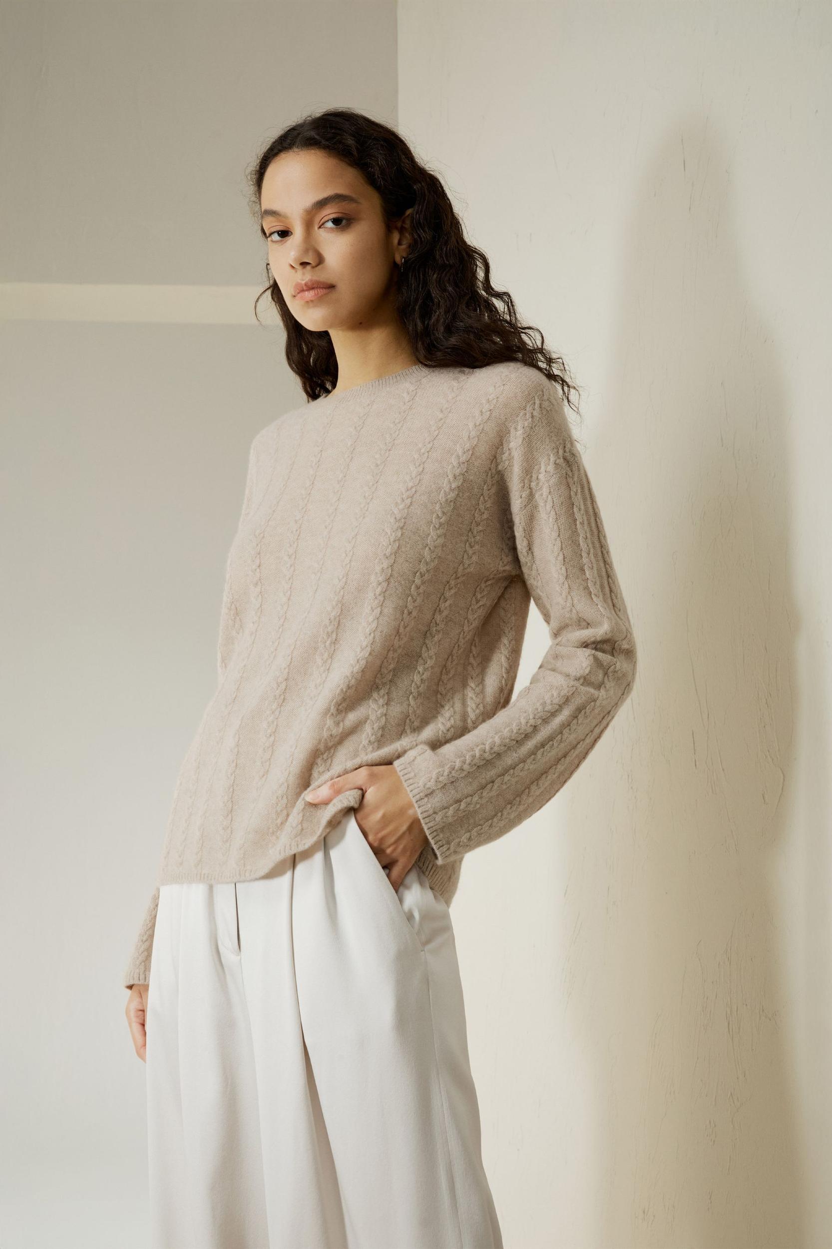Semi-Sheer Cable-knit Cashmere Sweater Product Image