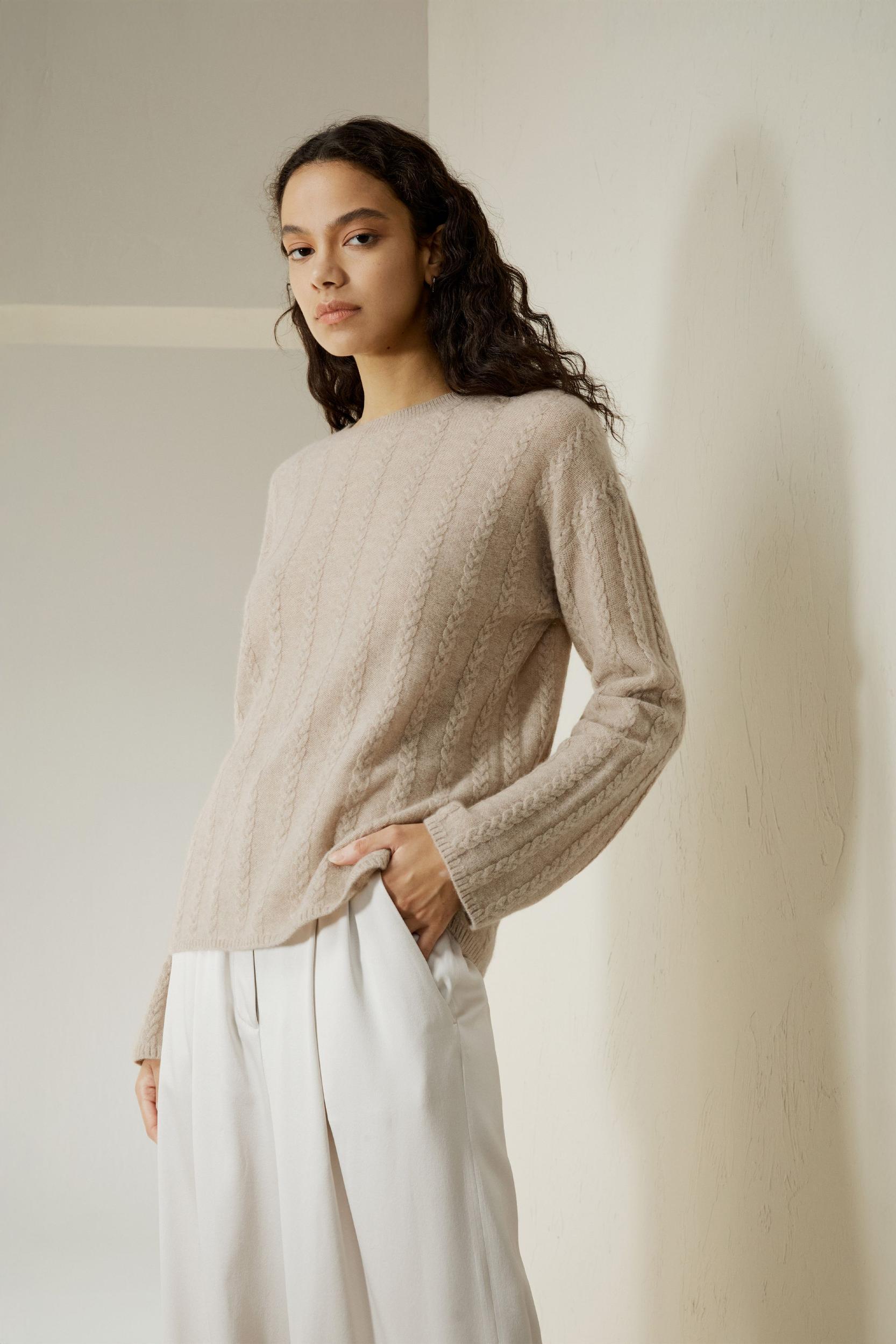 Semi-Sheer Cable-knit Cashmere Sweater Product Image