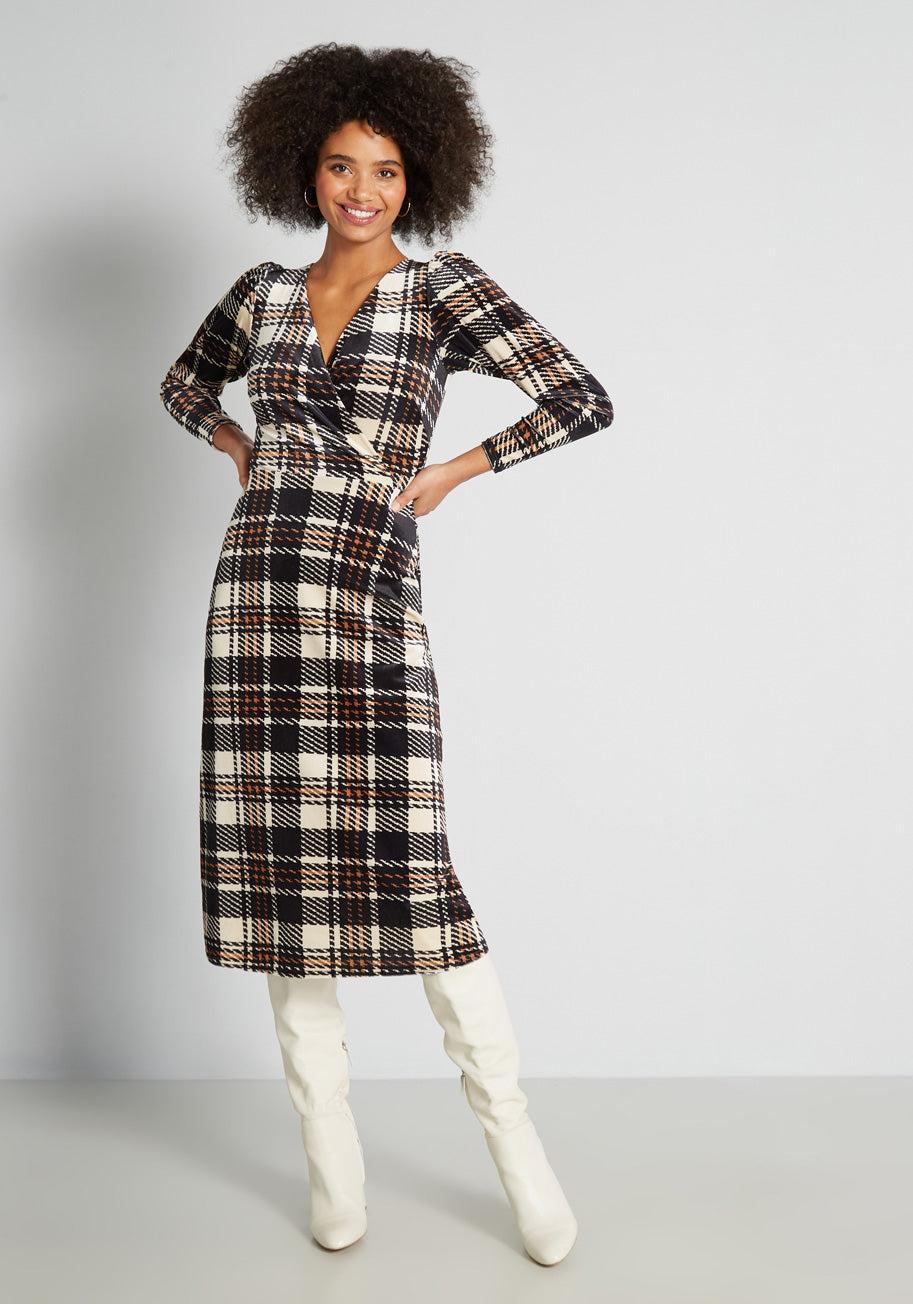 A Plaid Habit Midi Dress Product Image
