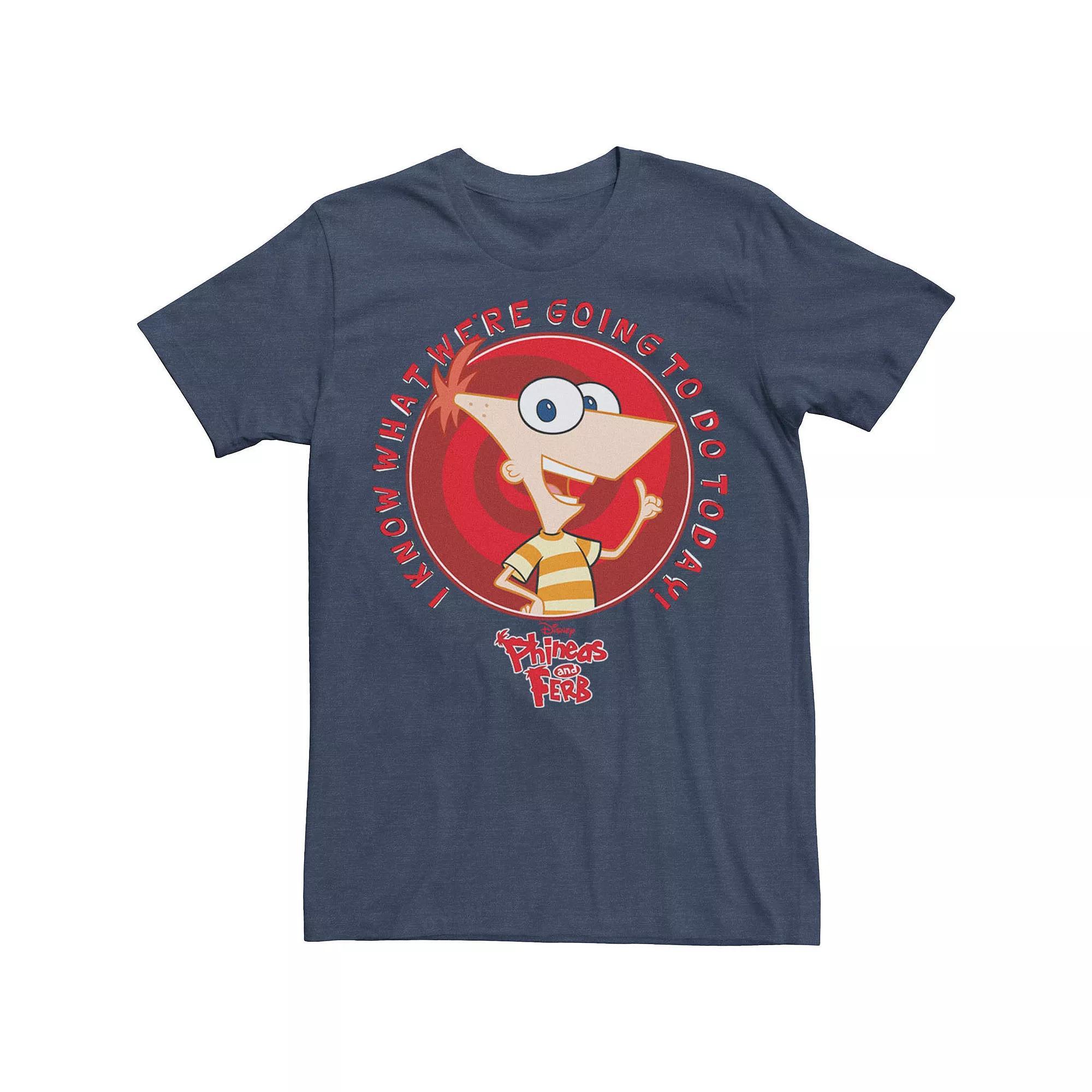 Disney's Phineas And Ferb Men's Phineas Do Today Tee, Size: Small, Navy Grey Product Image