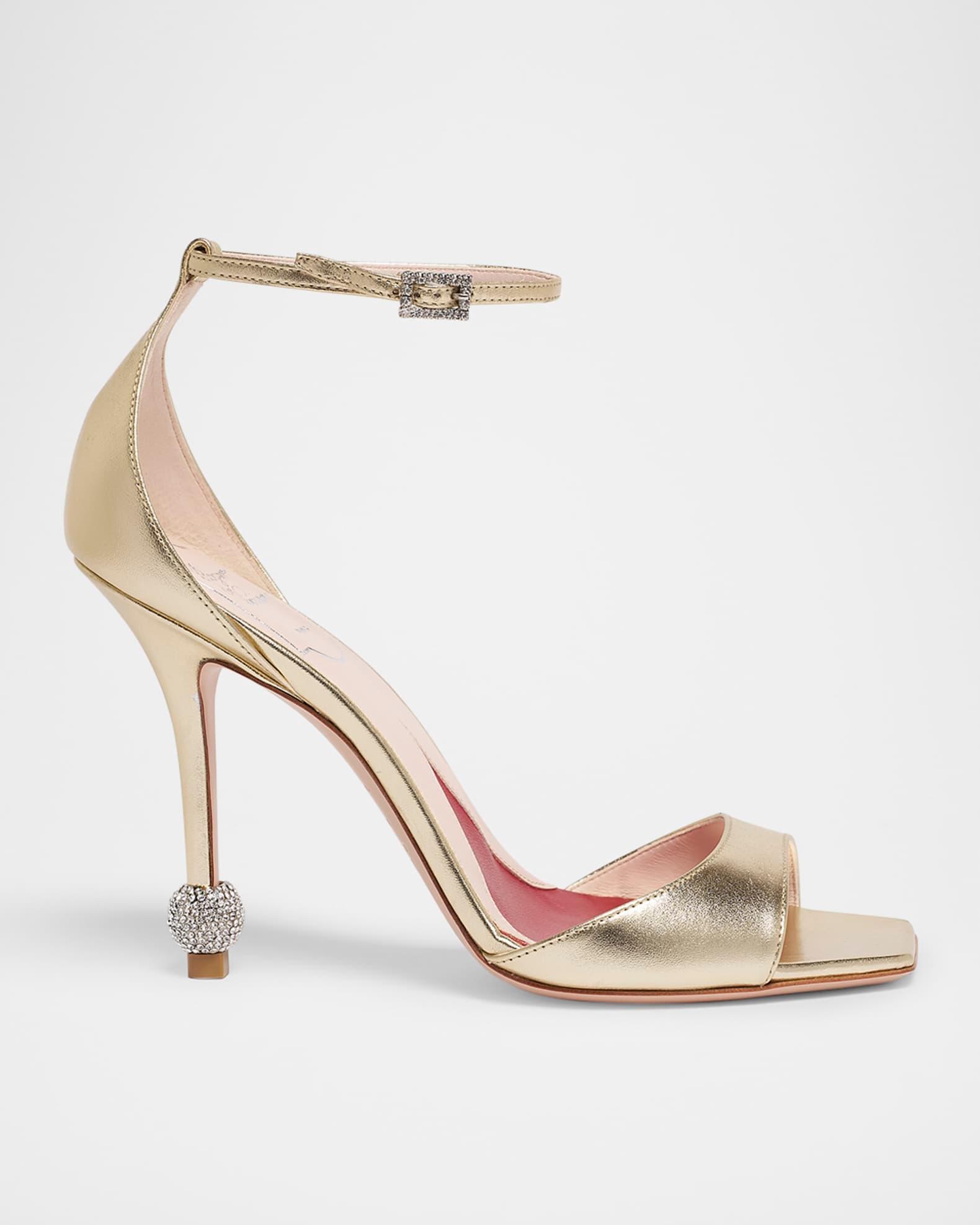 Marlene Leather Crystal-Heel Sandals Product Image