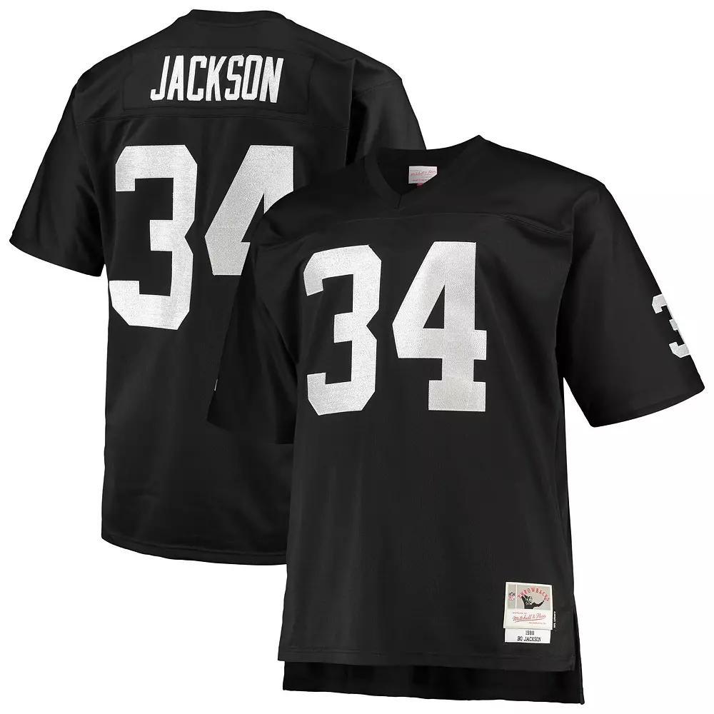 Men's Mitchell & Ness Bo Jackson Black Las Vegas Raiders Big & Tall 1988 Retired Player Replica Jersey, Size: 2XB, Lvr Black Product Image