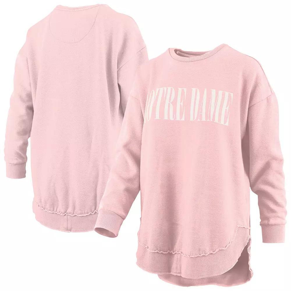 Women's Pressbox Pink Notre Dame Fighting Irish Poncho Fleece Pullover Sweatshirt, Size: XL Product Image
