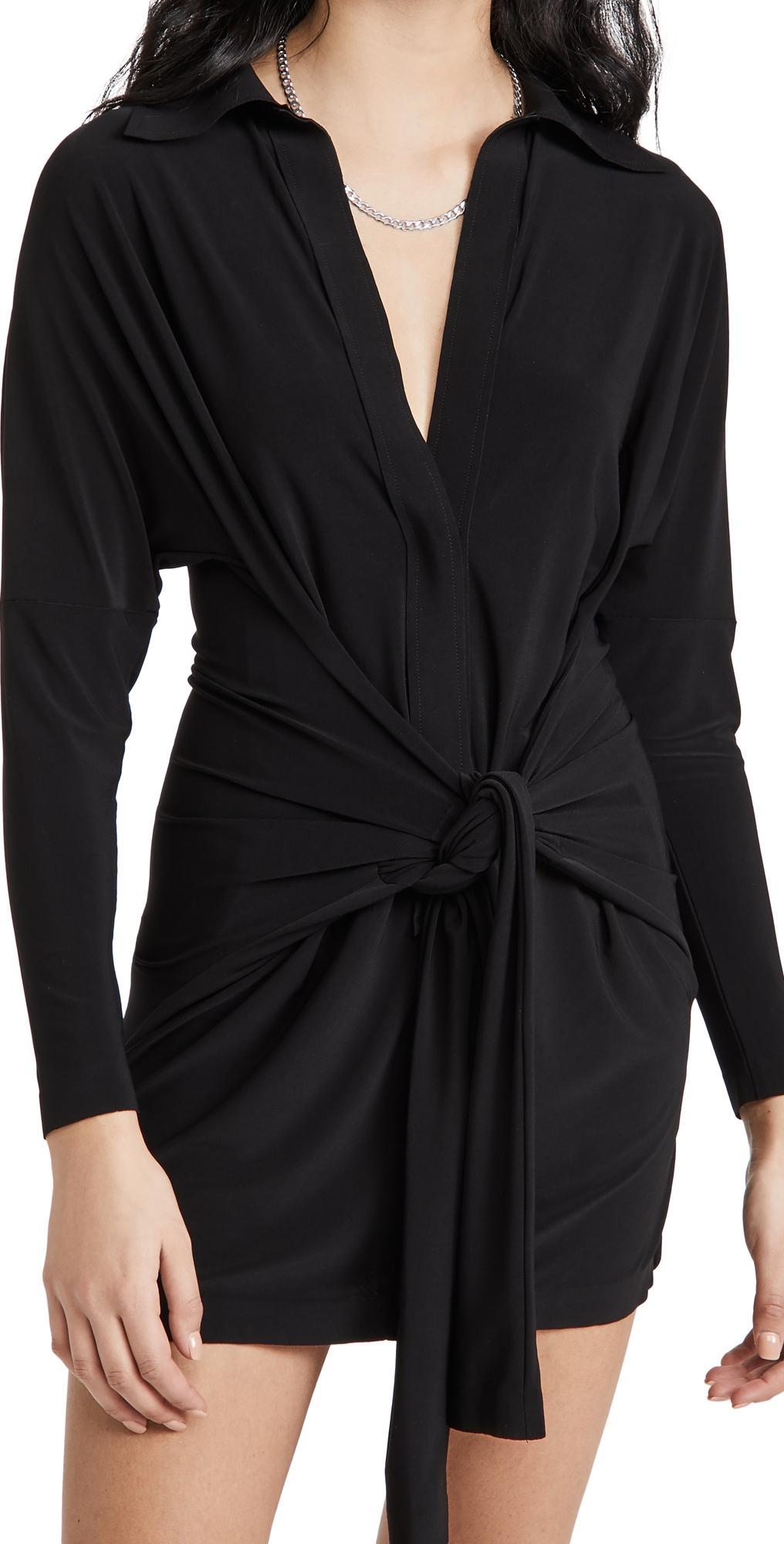 Norma Kamali Mini Tie Front Dress Black M Product Image