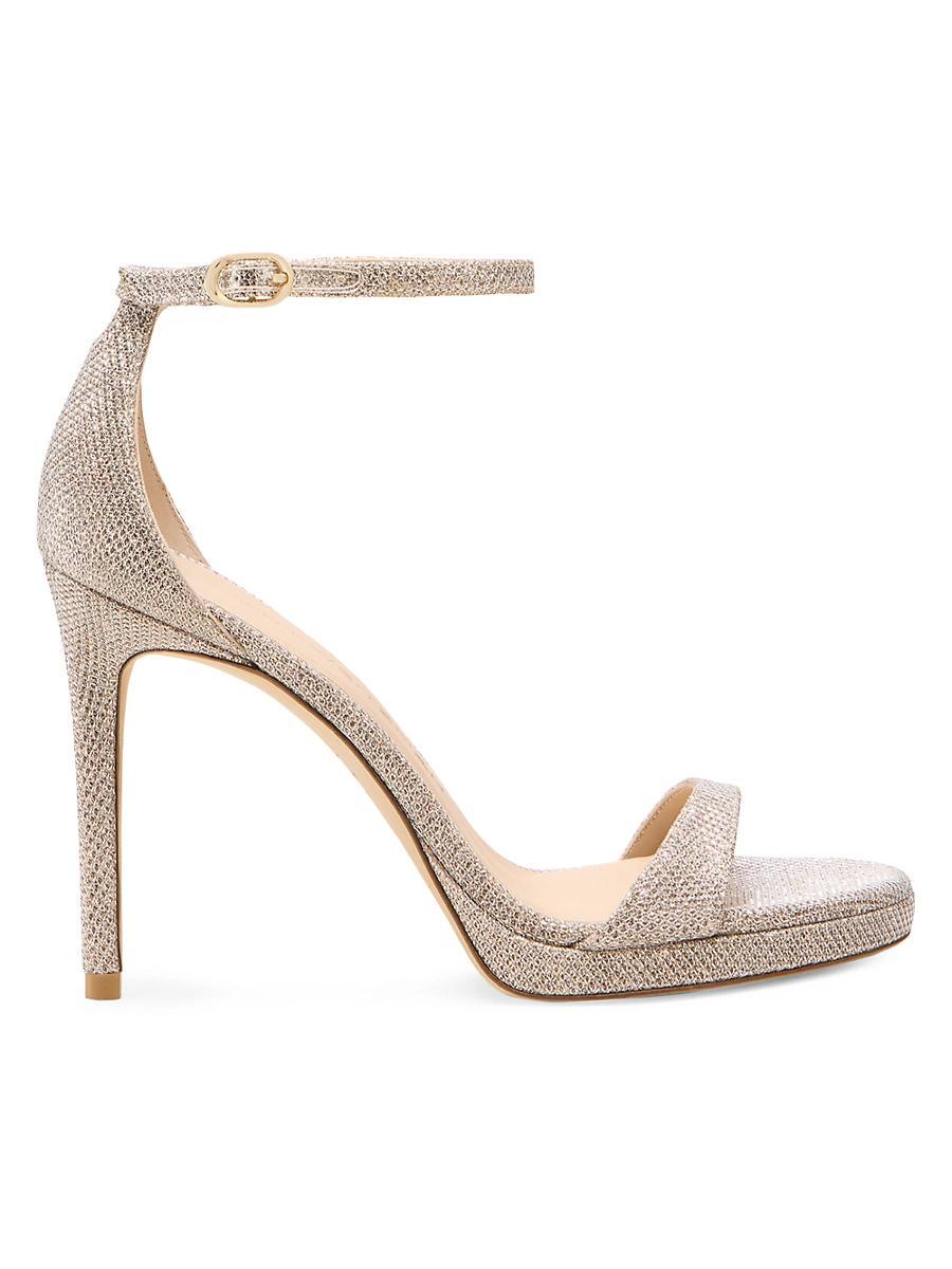 Stuart Weitzman Womens Nudist Platform Shimmering High Heel Sandals Product Image