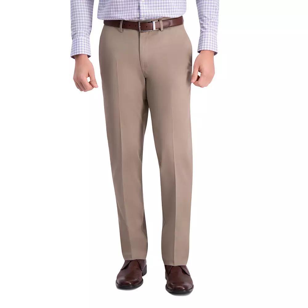 Mens Haggar Iron Free Premium Khaki Slim-Straight Fit Flat Front Perfect Fit Waistband Casual Pant Grey Gray Product Image