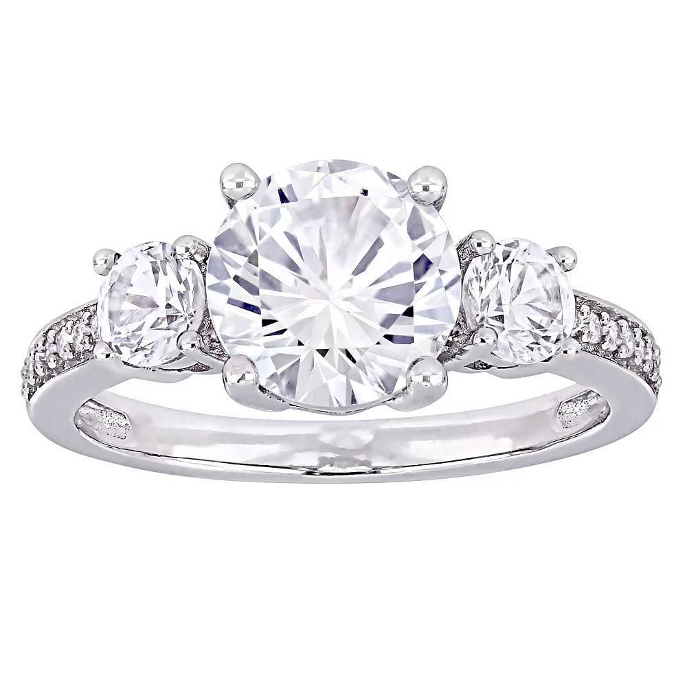 Stella Grace 10k White Gold Lab-Created White Sapphire & Diamond Accent 3-Stone Ring, Women's, Size: 4 Product Image
