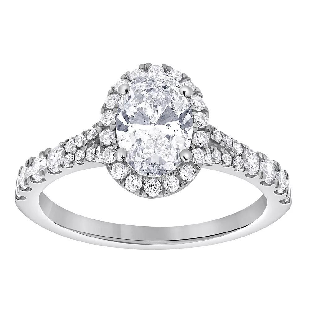 Diamond Brilliance 14k White Gold 1 1/2 Carat T.W. Lab-Grown Diamond Oval Halo Engagement Ring, Women's, Size: 6, 14k Gold Product Image