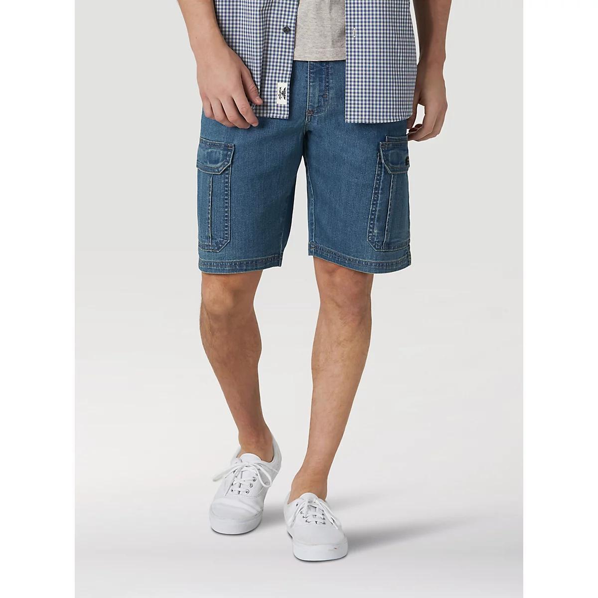 Wrangler® Men's Five Star Premium Denim Cargo Shorts in Medium Tint Product Image