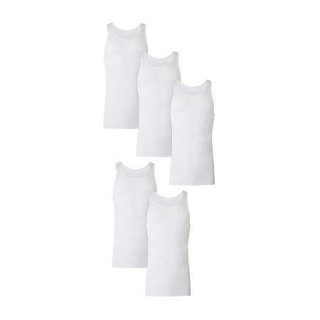 Tall Hanes Ultimate 5-Pack Men's White Cotton Tank Undershirt, Size: Large Tall Product Image