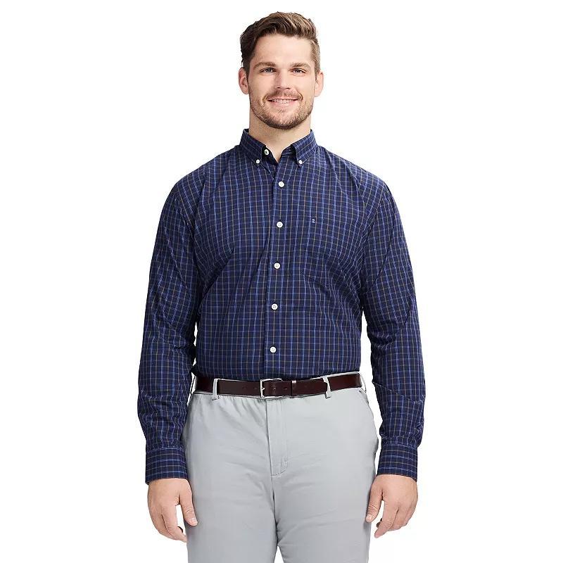 Big & Tall IZOD Performance Long Sleeve Plaid Button Down Shirt, Men's, Size: Large Tall, Grey Product Image