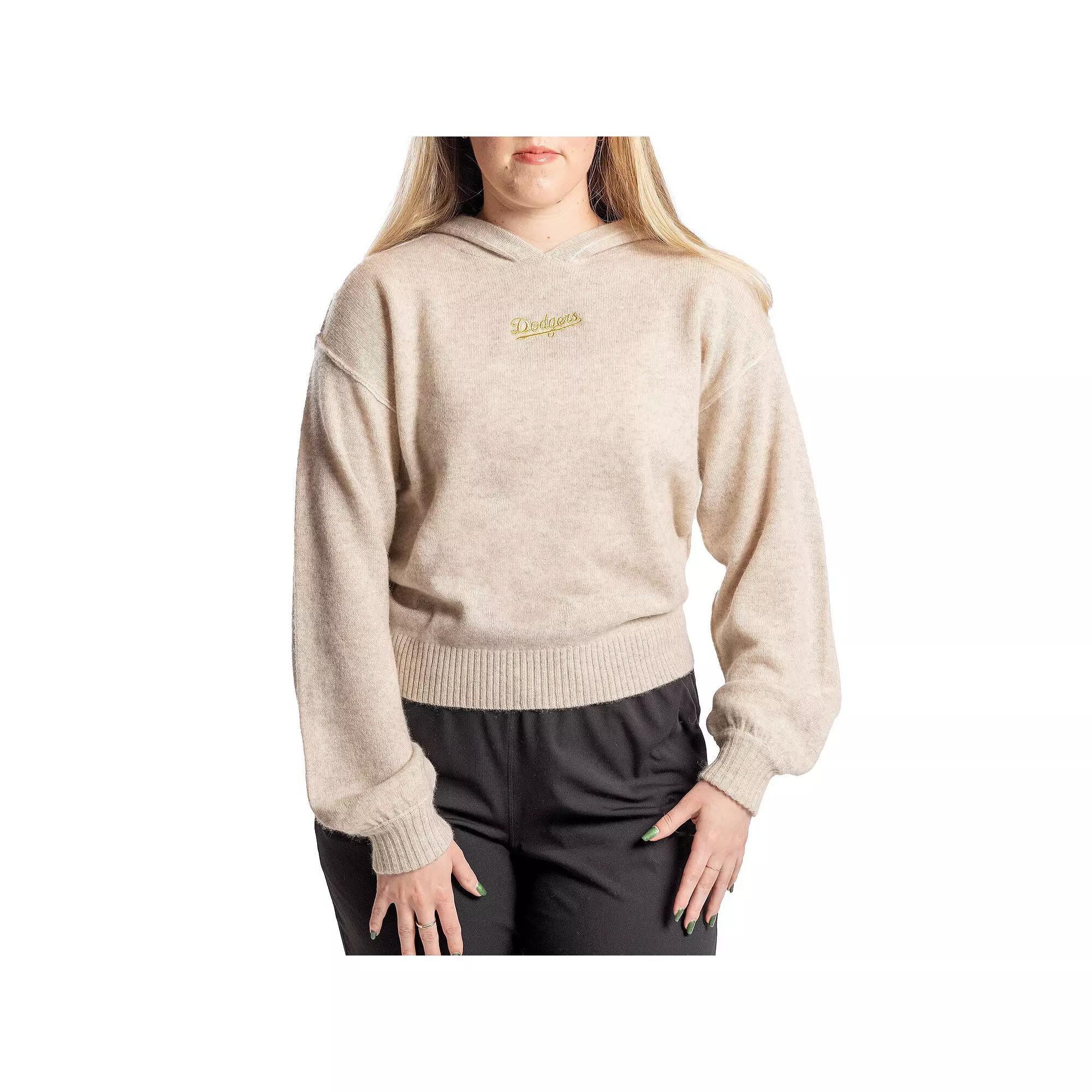 Women's Lusso  Natural Los Angeles Dodgers Beatriz Cashmere Pullover Hoodie, Size: Medium, Beige Product Image