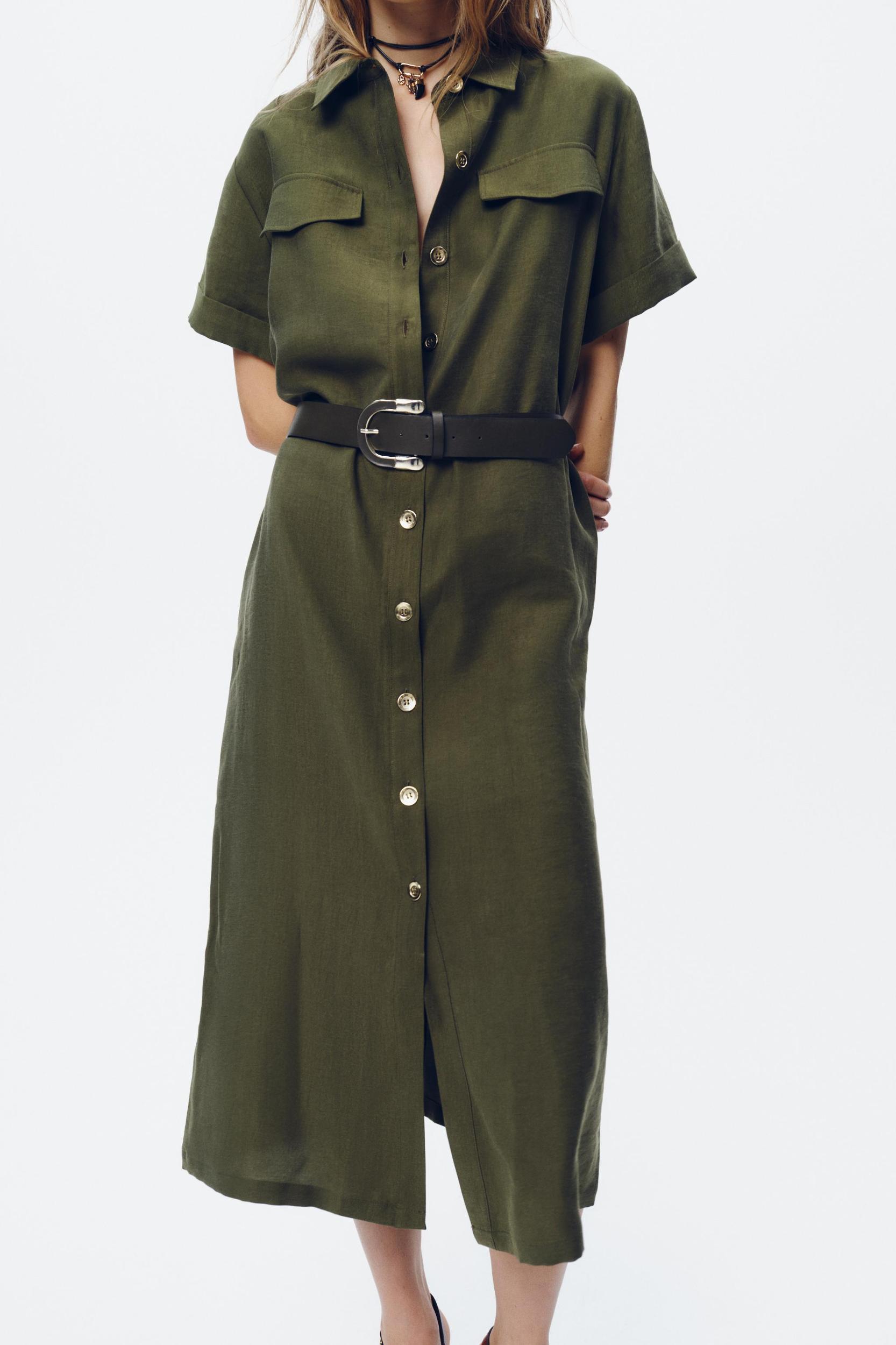 BELTED MIDI DRESS Product Image