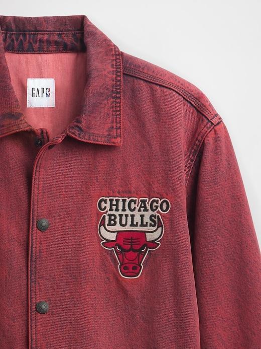 NBA New York Knicks Logo Denim Coaches Jacket Product Image