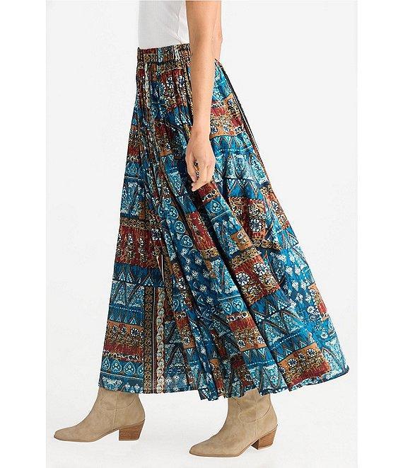 Talisman Twilight Cotton Voile Patchwork Print Maxi Skirt Product Image