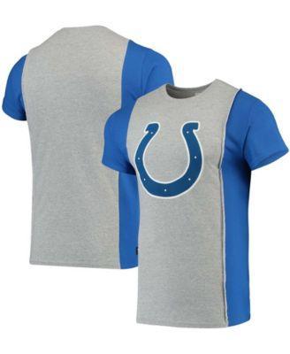 Mens Refried Apparel Gray/Royal Indianapolis Colts Sustainable Upcycled Split T-Shirt Product Image