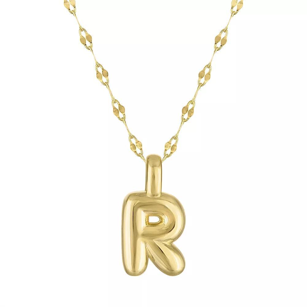 Junior Jewels 14k Gold Over Silver Bubble Initial Pendant Necklace, Women's, Size: 15.5", Gold Tone R Product Image