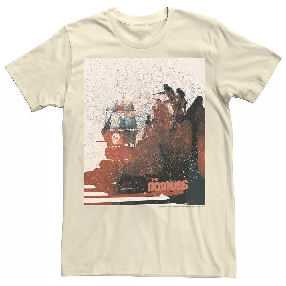 Men's The Goonies Spray Painted Group Shot And Ship Poster Tee, Size: Medium, Natural Product Image