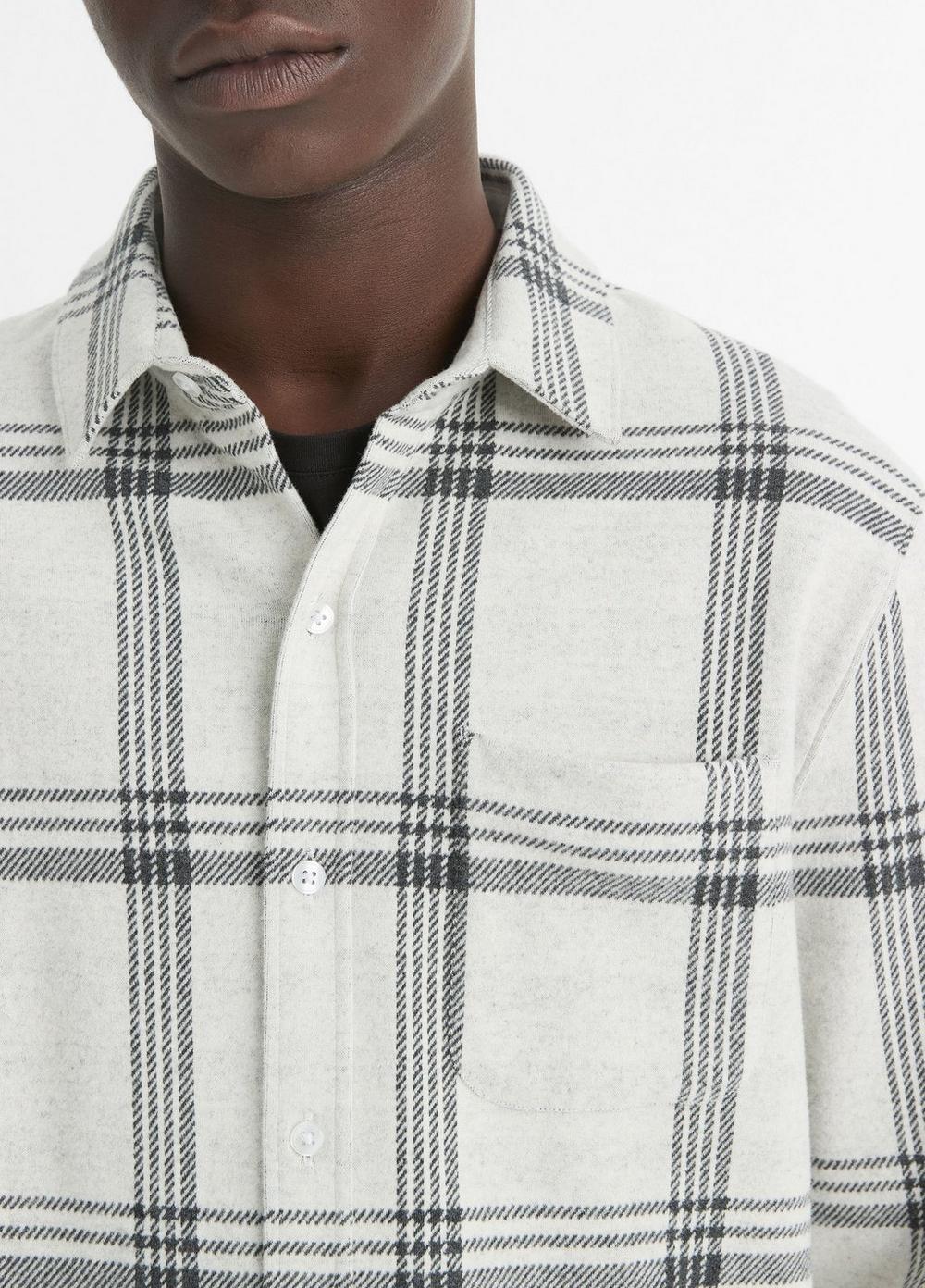 Mens Plaid Cotton-Blend Shirt Jacket, Light Heather Grey Combo, Size XL Vince Product Image