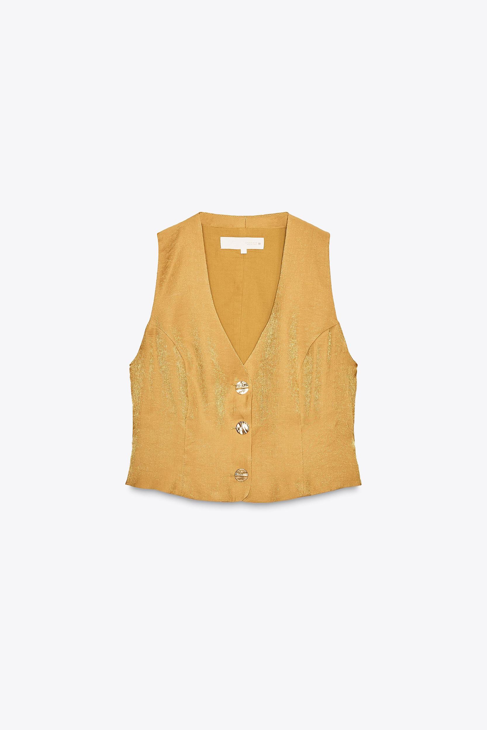 GOLD BUTTON SATIN EFFECT TOP Product Image
