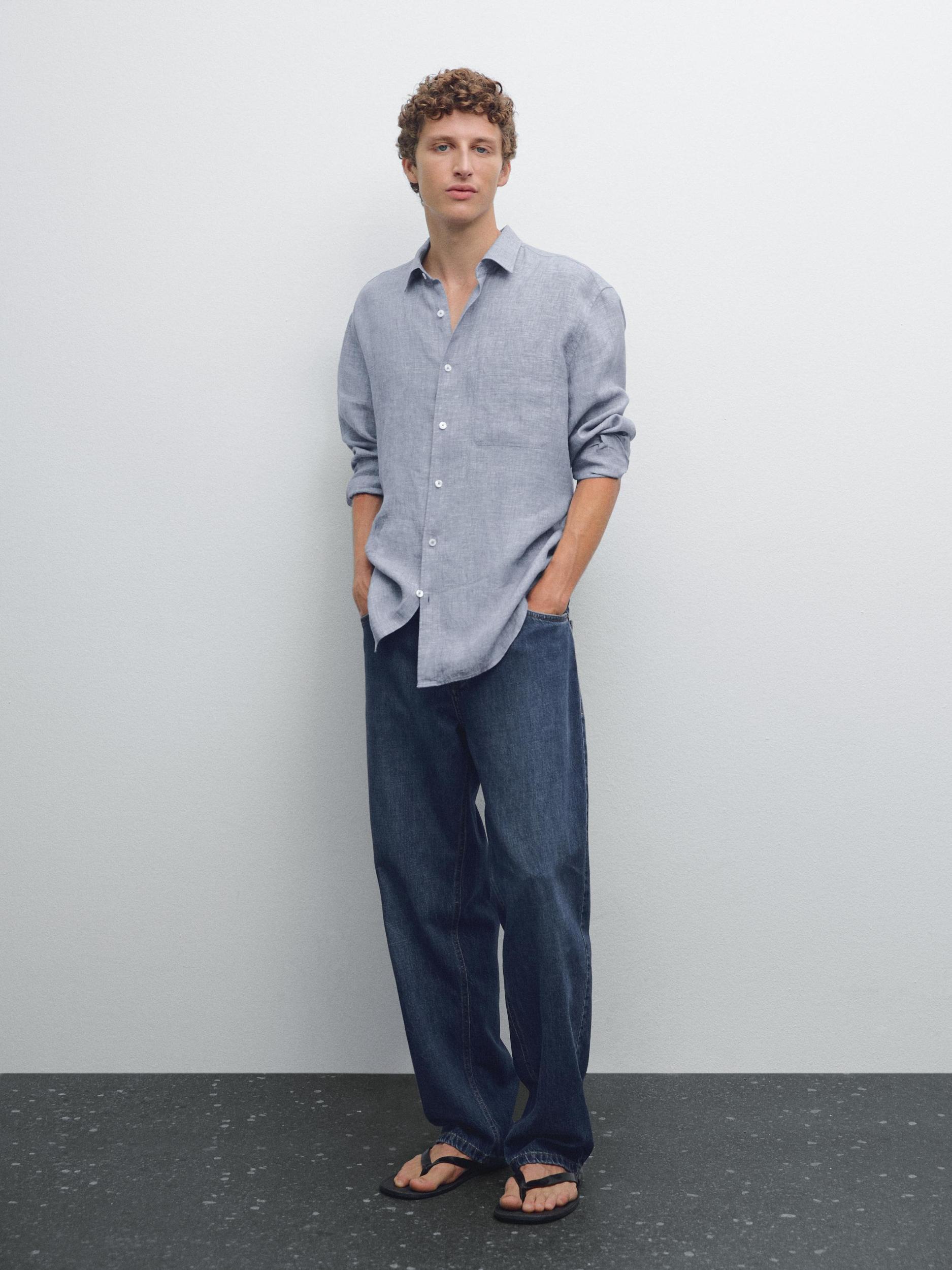 100% linen regular fit shirt Product Image