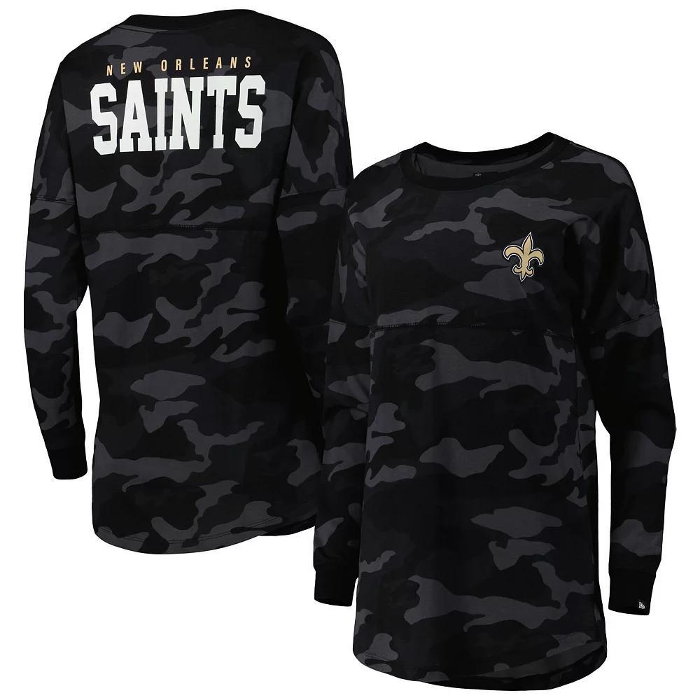 Women's New Era Black New Orleans Saints Camo Long Sleeve T-Shirt, Size: XS Product Image