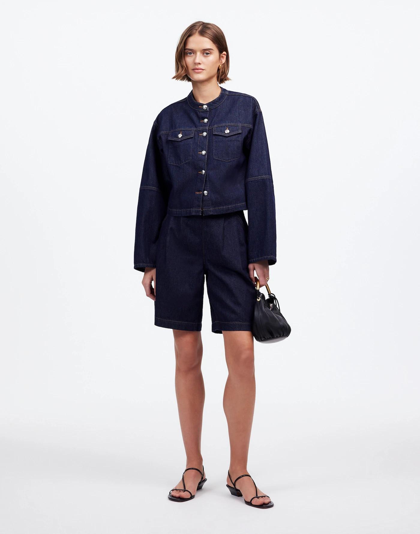 Cocoon-Sleeve Denim Lady Jacket Product Image