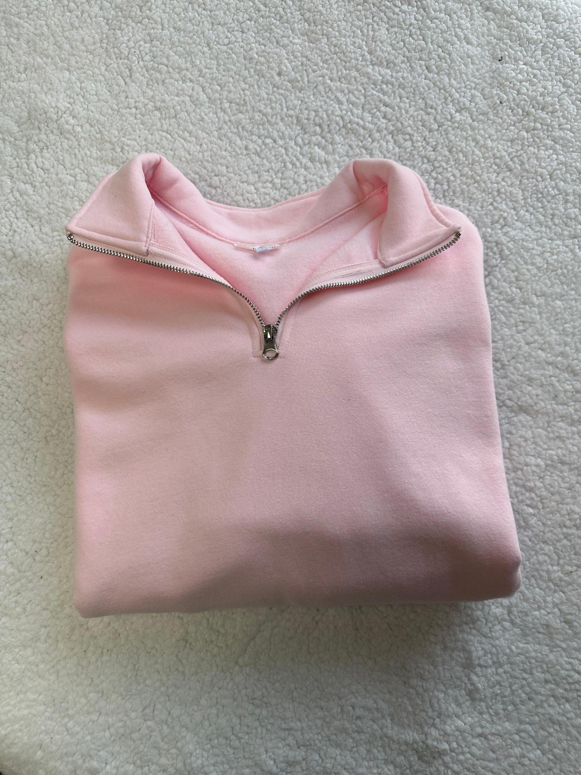 Taffy Pink Basic Blank Quarter-Zip Sweatshirt Product Image