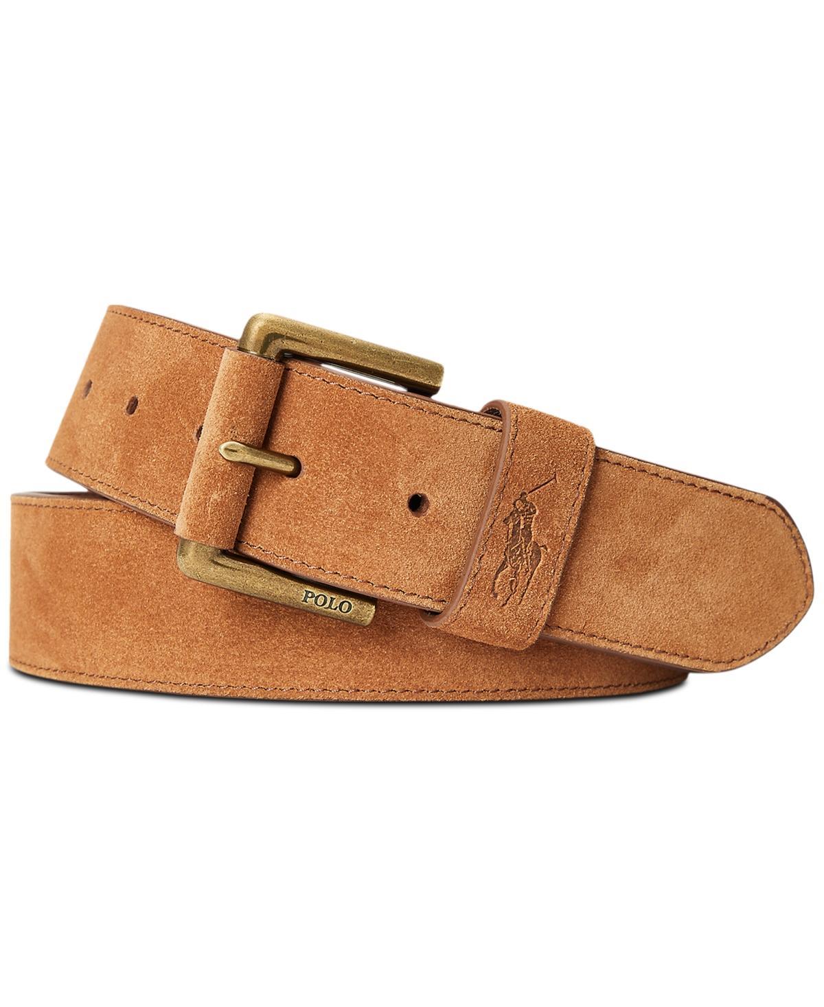Mens Suede Debossed-Logo Belt Product Image