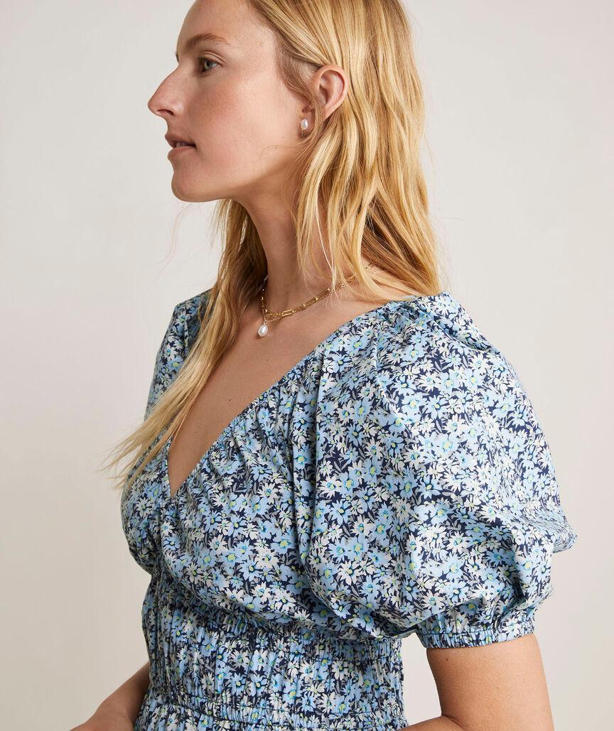 Marina Poplin Puff-Sleeve Midi Dress Product Image